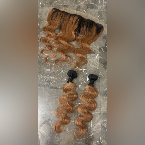 16” Body Wave Ombre, Body Wave Human Hair Frontal and 18 and 20” Bundles - Picture 1 of 6